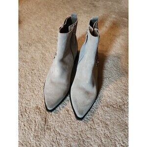 Linea Paolo Zoey Gray Suede Pointed Toe Side Zip Ankle Boots Womens Size 6 M